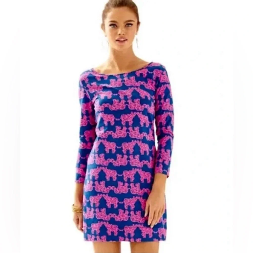 Lilly Pulitzer Marlowe Elephant Print Tunic Dress SZ X Small - Picture 2 of 5